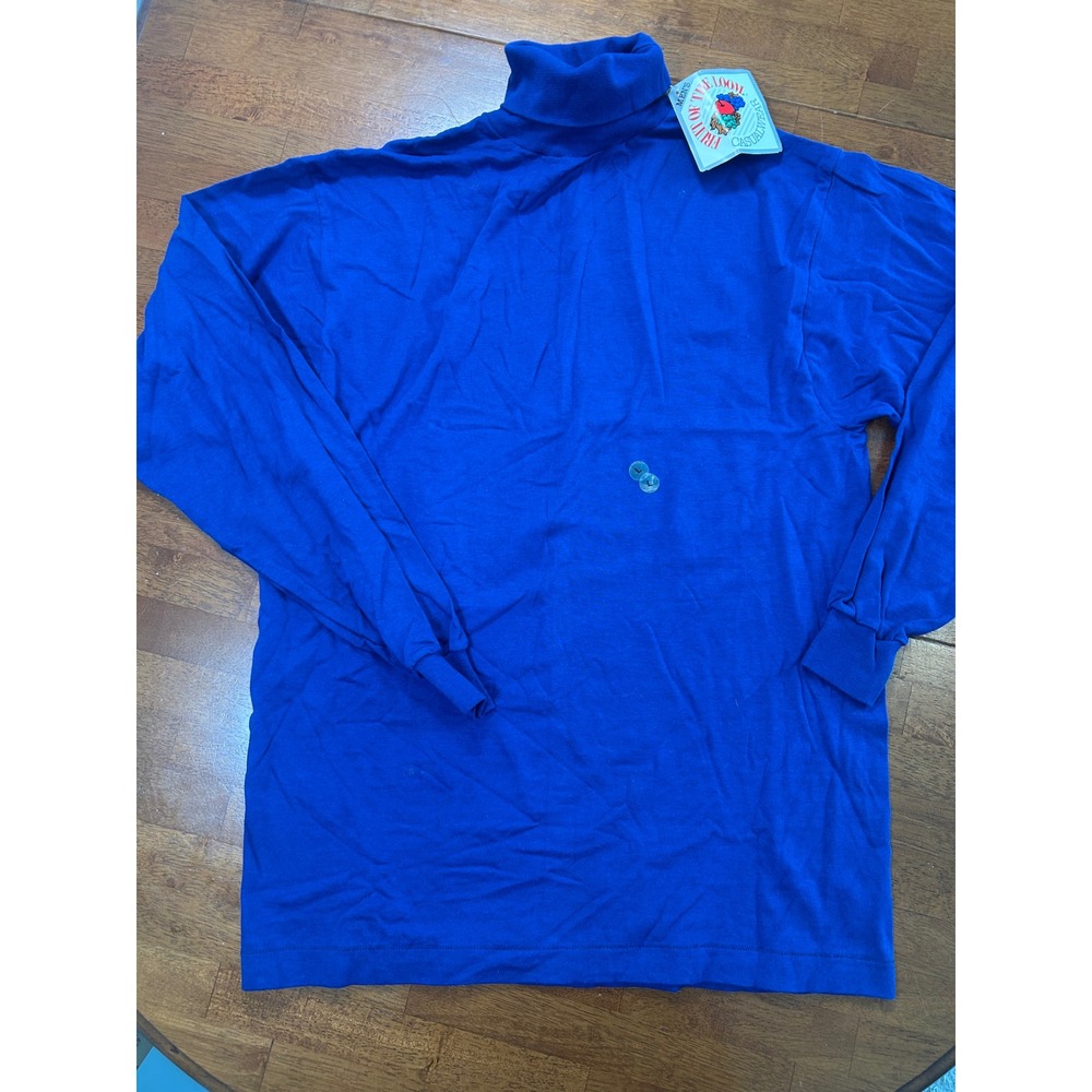 Fruit of the Loom Turtleneck Mens Large Blue Vintage 1992 Made in USA